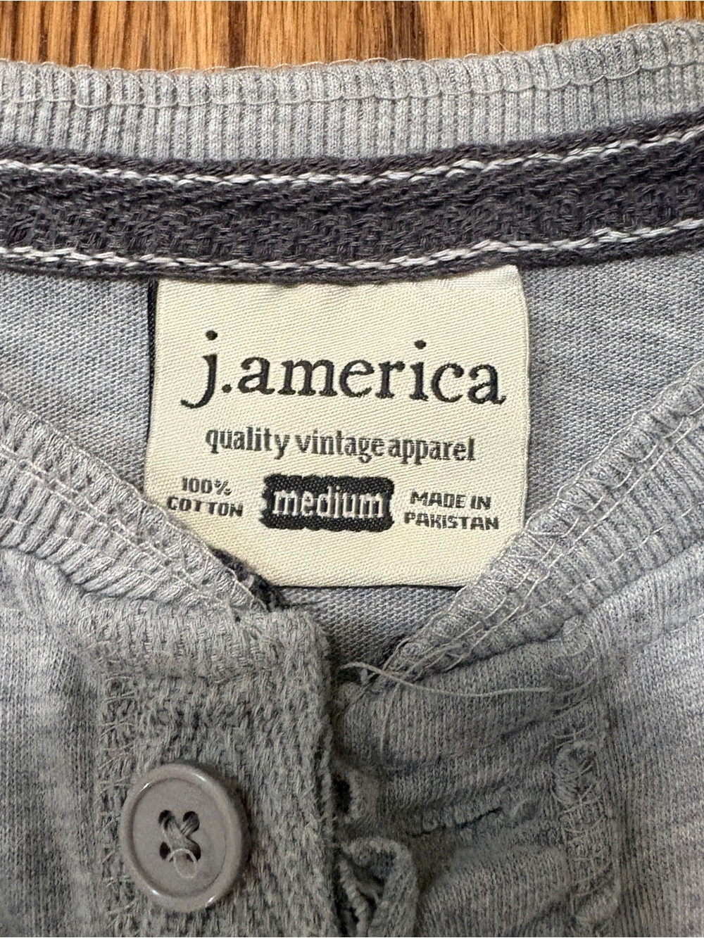 J. America Men’s Light Gray Henley Jeans-Style Top